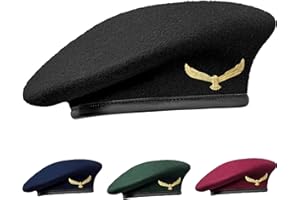 SILAK Traditional Army Style Cap with Metal Eagle Badge – Che Guevara Inspired, Woolen French Beret Hat for Men and Women