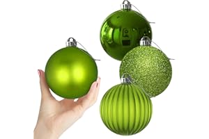 GAMEXCEL Lime Green 4.0" Large Christmas Balls - Christmas Tree Decoration Ornaments Shatterproof Hanging Balls for Birthday Halloween Holiday Wedding Decorations Set of 4pcs