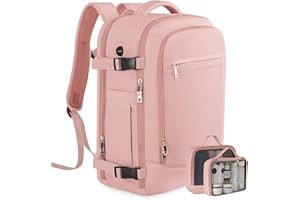 Rinlist Travel Backpack, Large Backpack for Men Women, Flight-approved Carry-on Backpack, 40L Personal Item Travel Backpack, Travel Essentials, Pink