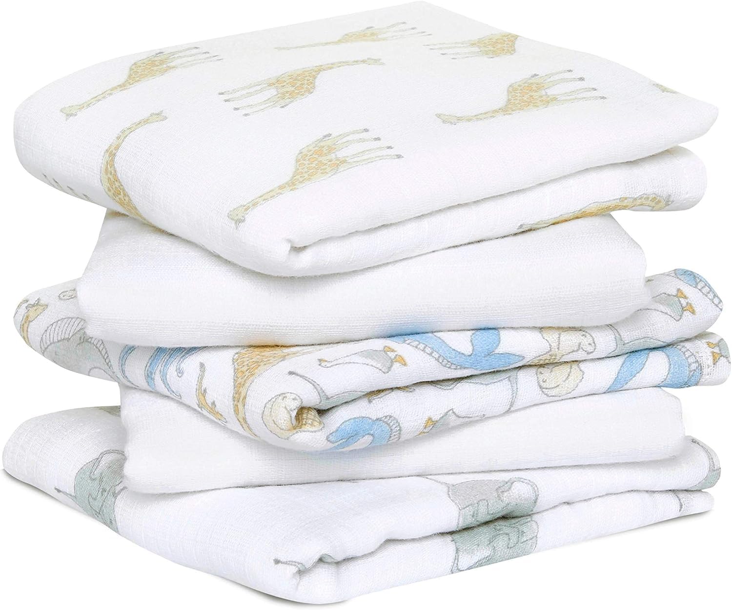 aden + anais essentials 100% Cotton Muslin Musy Squares, Multi-use Baby Cloths for Girls & Boys, 60x60cm, Ideal Newborn & Infant Nursing Set, Perfect Shower Gifts, 5 Pack, natural history