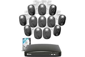 Swann Home DVR Security Camera System with 1TB HDD, 16 Channel 12 Camera, 1080p Video, Indoor or Outdoor Wired Surveillance CCTV, Color Night Vision, Heat Motion Detection, LED Lights, 1645812