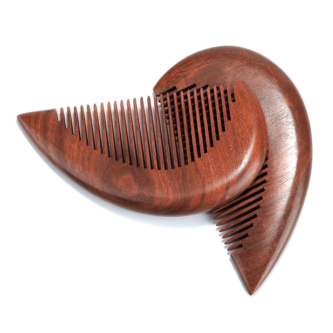 CCbeauty Personalized Custom Engraved- 2Pcs Wood Comb Heart-shaped Anti Static Natural Red Sandalwood Comb Handmade Comb Massage Wooden Combs Set