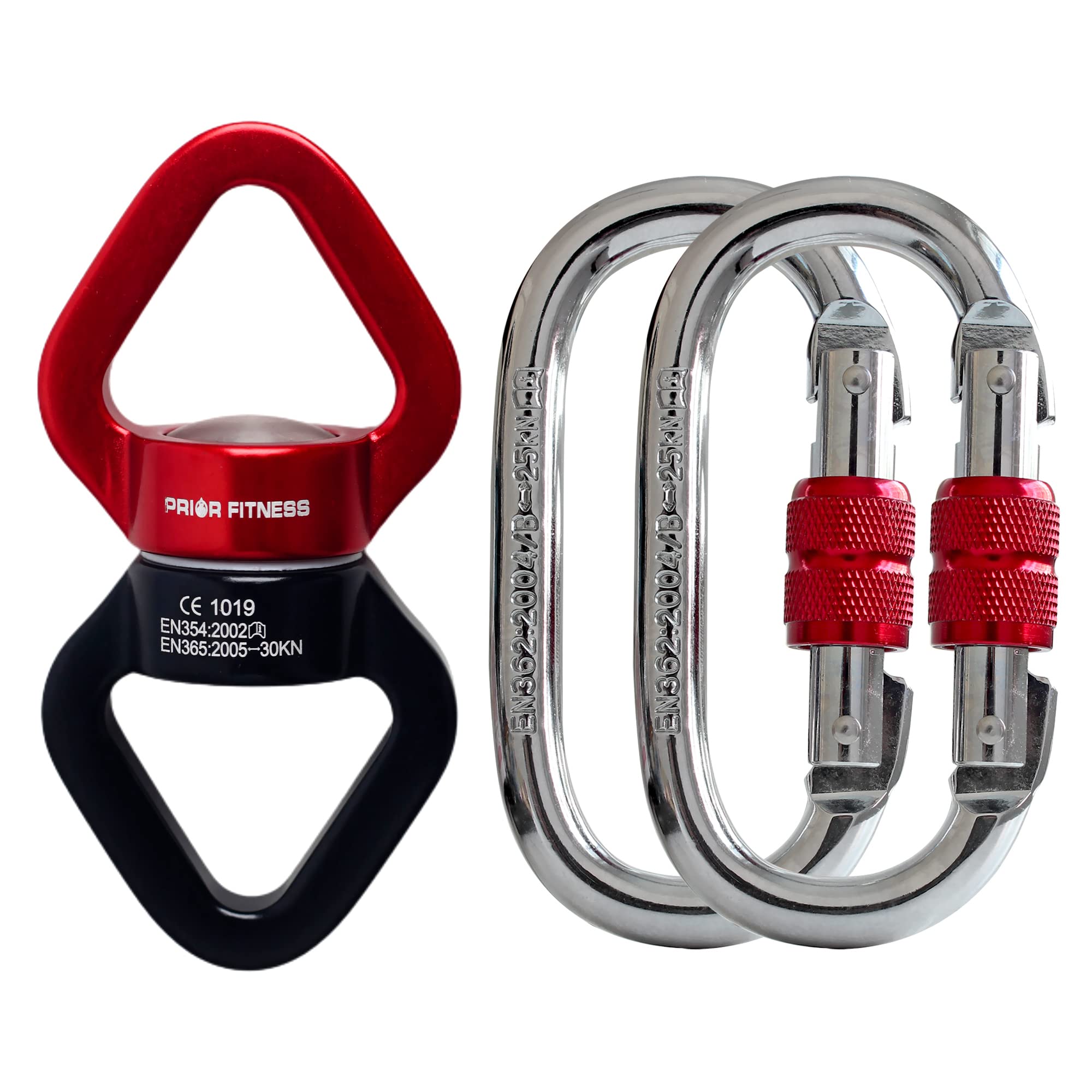PRIOR FITNESS Aerial Silks Swing Swivel Accessories - CE Certified Yoga Swing 360° Micro Swivel Swivel - Suitable for Swing, Hammock, Aerial Yoga, Aerial Silks（30KN） Red Black