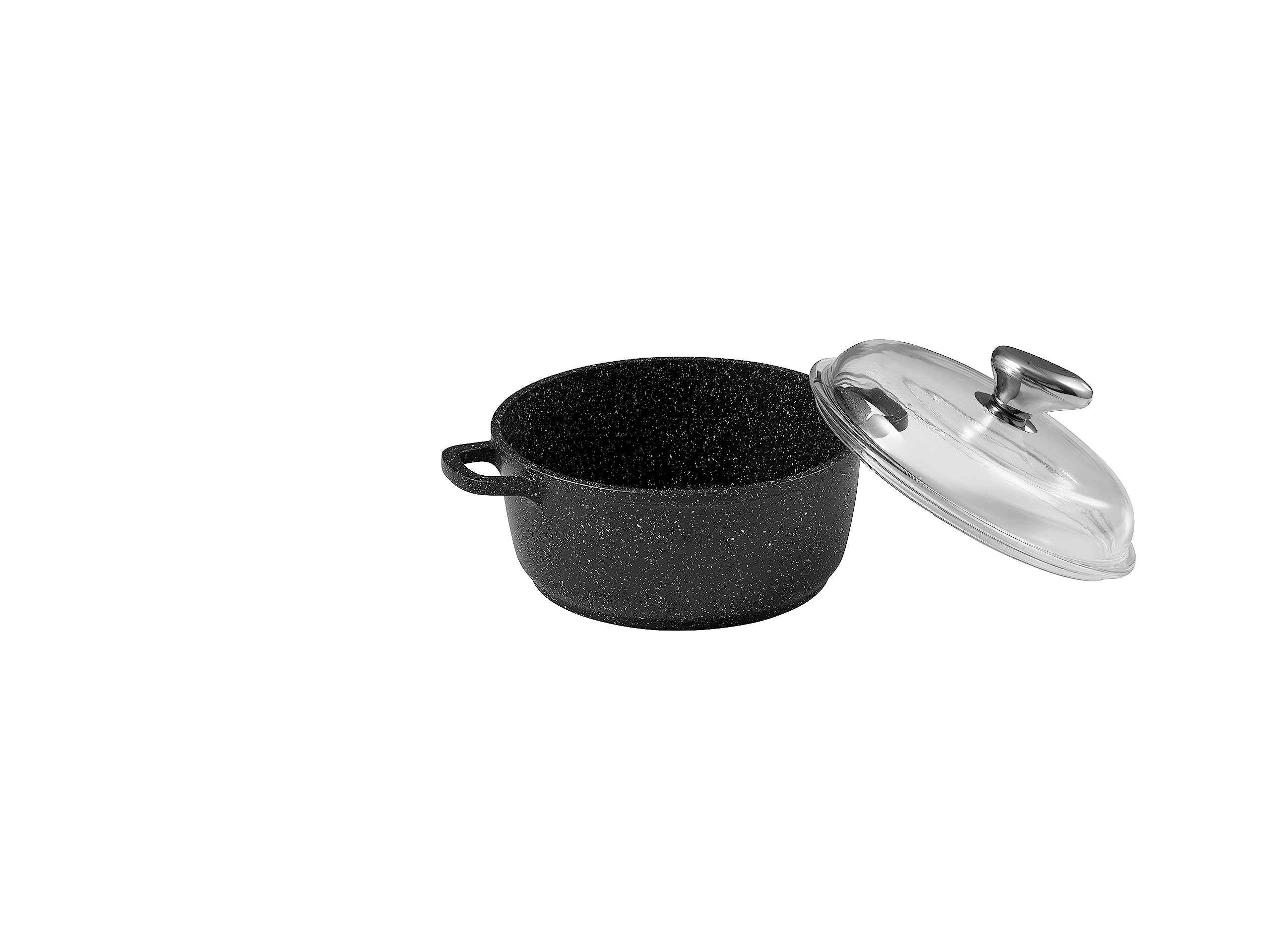 Pradel Excellence 52398M Imitation Stone Saucepan with Silicone Handles/Black Cast Aluminium 20 x 18 cm