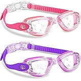Elimoons Kids Swim Goggles for Children Teens Age 3-15, Anti-Fog No Leaking 2 PACK