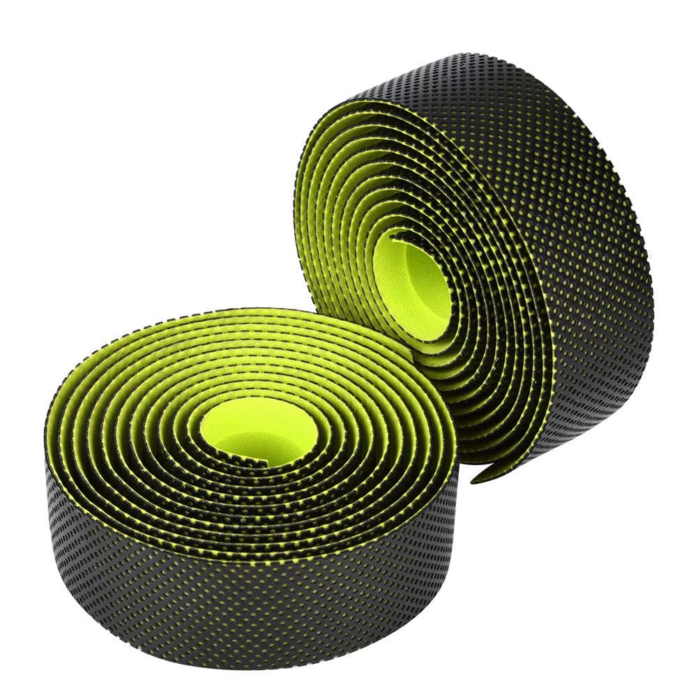 Bike Handlebar Tape, Two-Tone Double-Layer Non-Slip Moisture-Wicking Handlebar Wrap(Black/Yellow)