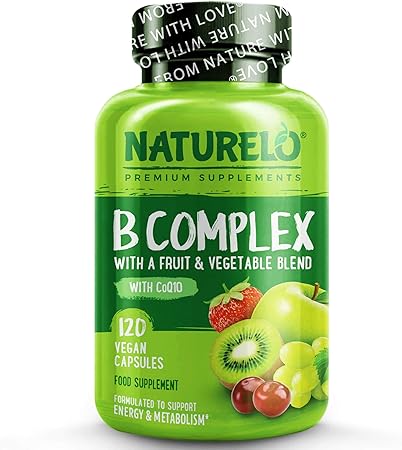 Naturelo B Complex Complete Formula With All B Vitamins Inc Vitamin B6 Folate B12 Biotin Best High Potency Natural Supplement For Energy Gmo Gluten Free 120 Vegan Capsules 4 Month Supply