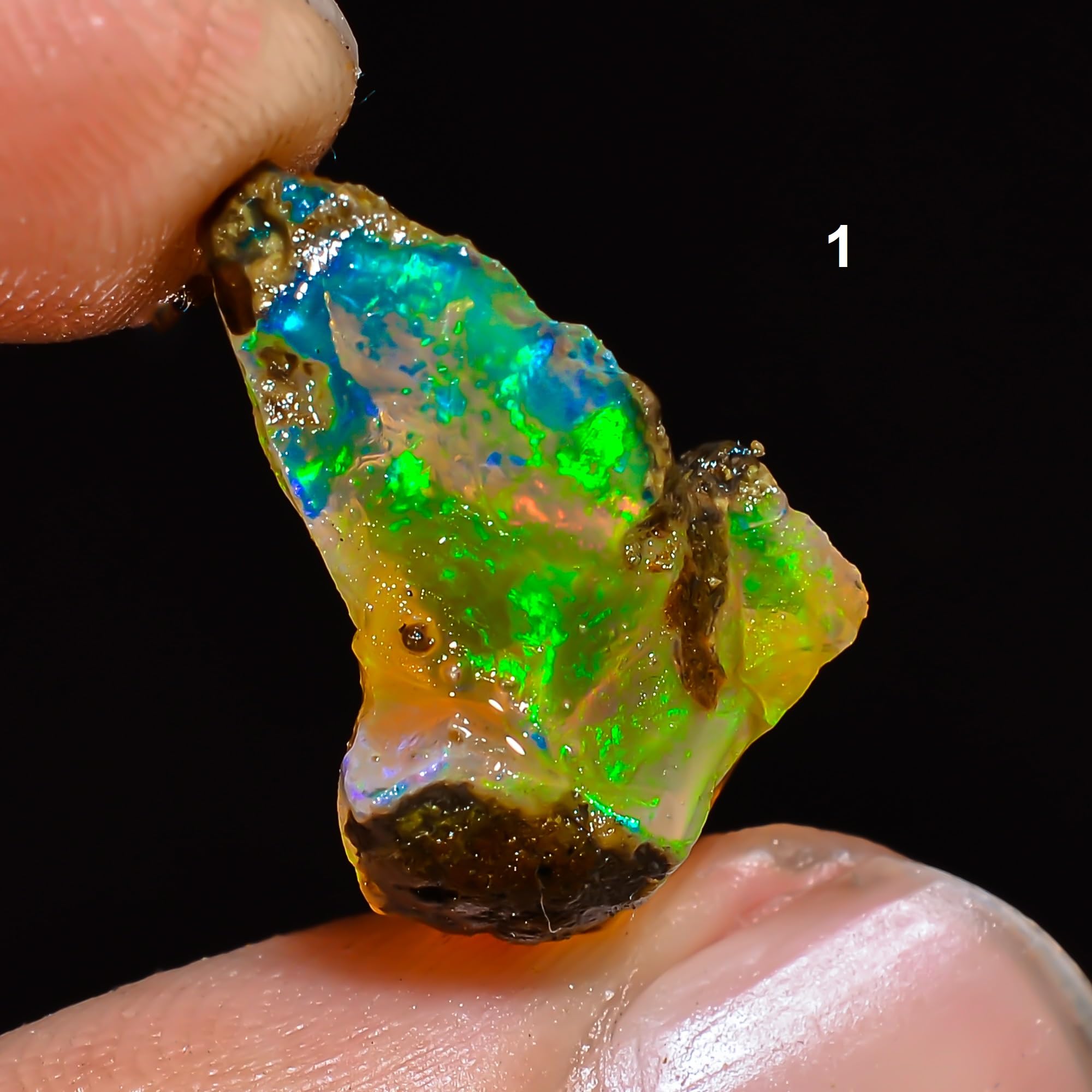 Natural Ethiopian Opal Rough Gems - 6.2 Carat- Quality Stone Jumbo Fire Ethiopian Raw Crystal Rock Gemstone for Jewelry Making, Wire Wrapping,
