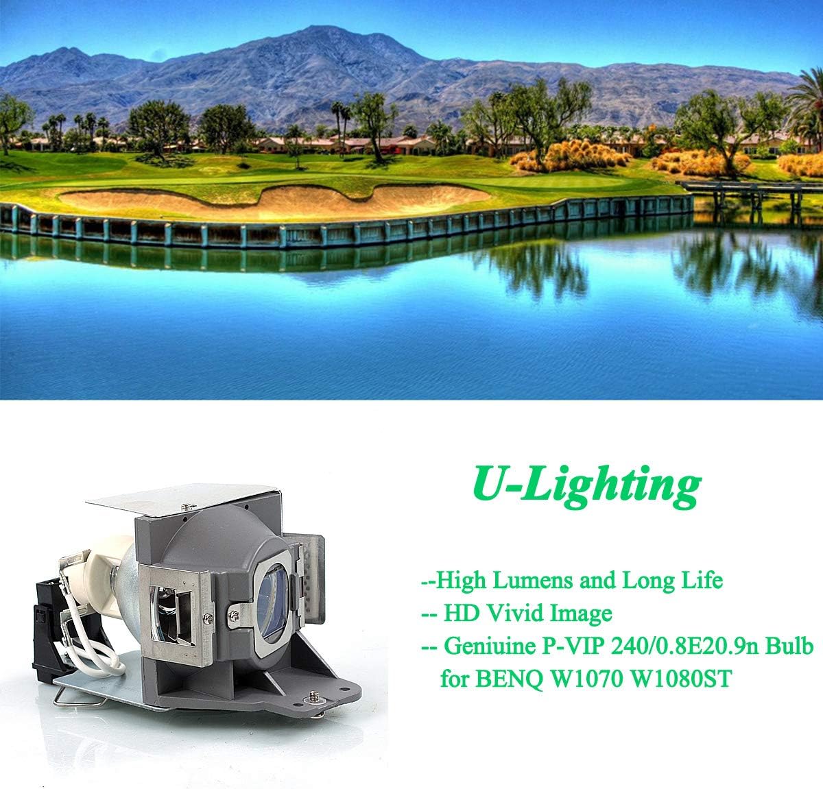 5J.J7L05.001 / 5J.J9H05.001 / 5J.JCL05.001 Premium Replacement Lamp Bulb P-VIP240/0.8E20.9 with Housing for BENQ W1080ST W1070+ W1070+W TH680 TH681 HT1075 TH682ST MH680 i701JD MH630 W1250 HT1085ST - Image 5