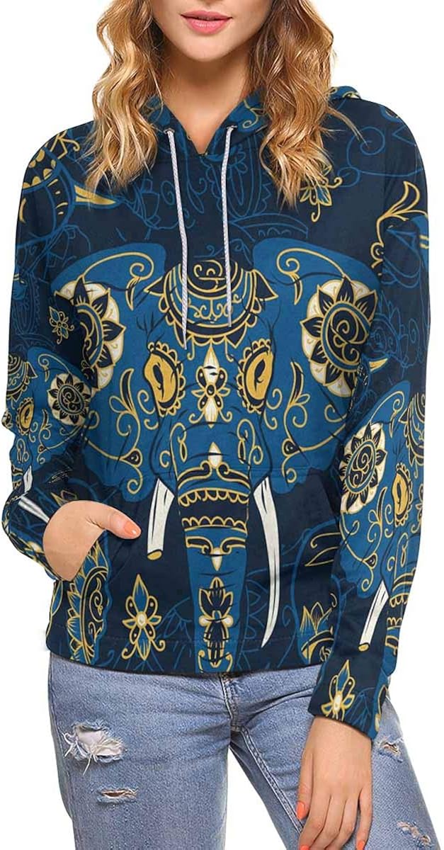 INTERESTPRINT Womens Casual Pullover Tops Cute Flying Pigs Crew Neck Sweatshirt