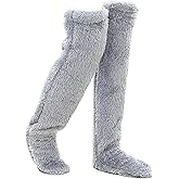 ACETEND Sock Slippers Over Knee High Fuzzy Long Socks Plush Slipper Stockings Leg Warmers Winter Home Sleeping Socks Long Fuz