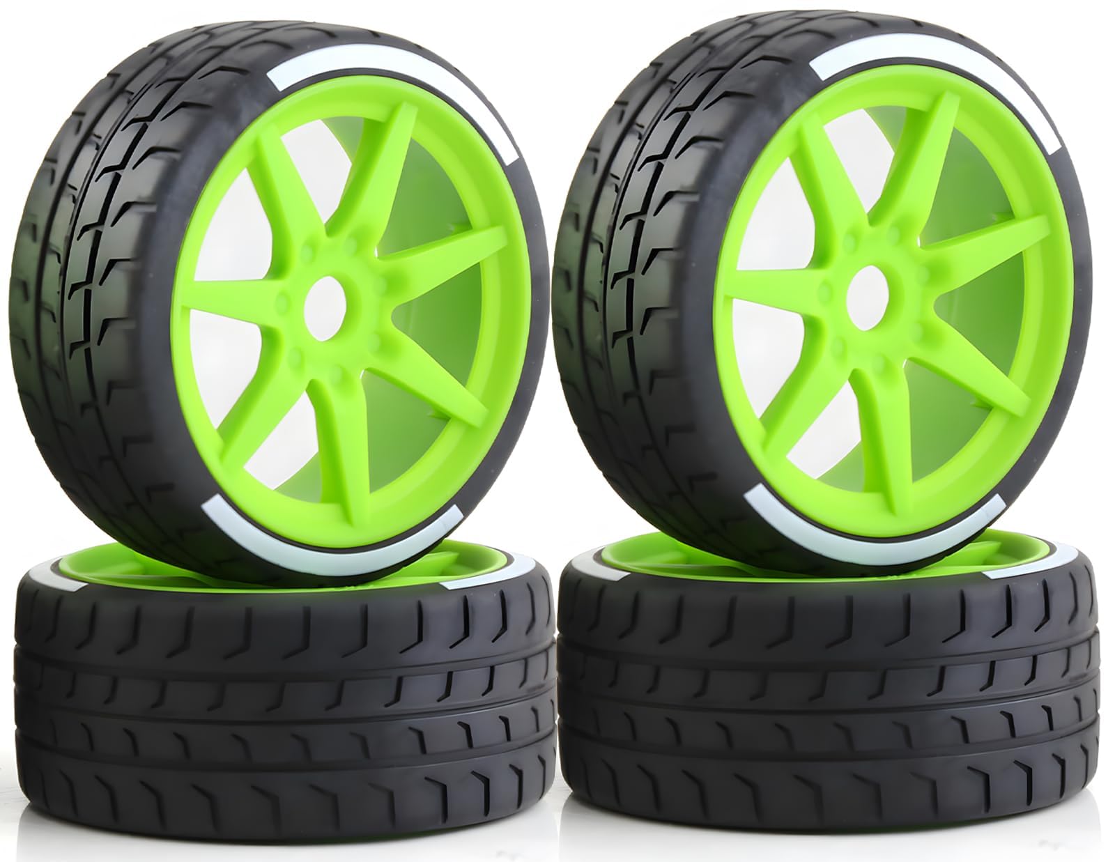 RcThjia 1/7 1/8 RC On Road Rally Tires and Nylon Wheels 17mm Hex RC Upgrade Part for ARRMA 1/7 Felony Infraction FS Racing Mustang Model GT KM Rally 1/8 HongNor X3GT Serpent (4PCS/Set) — image 1