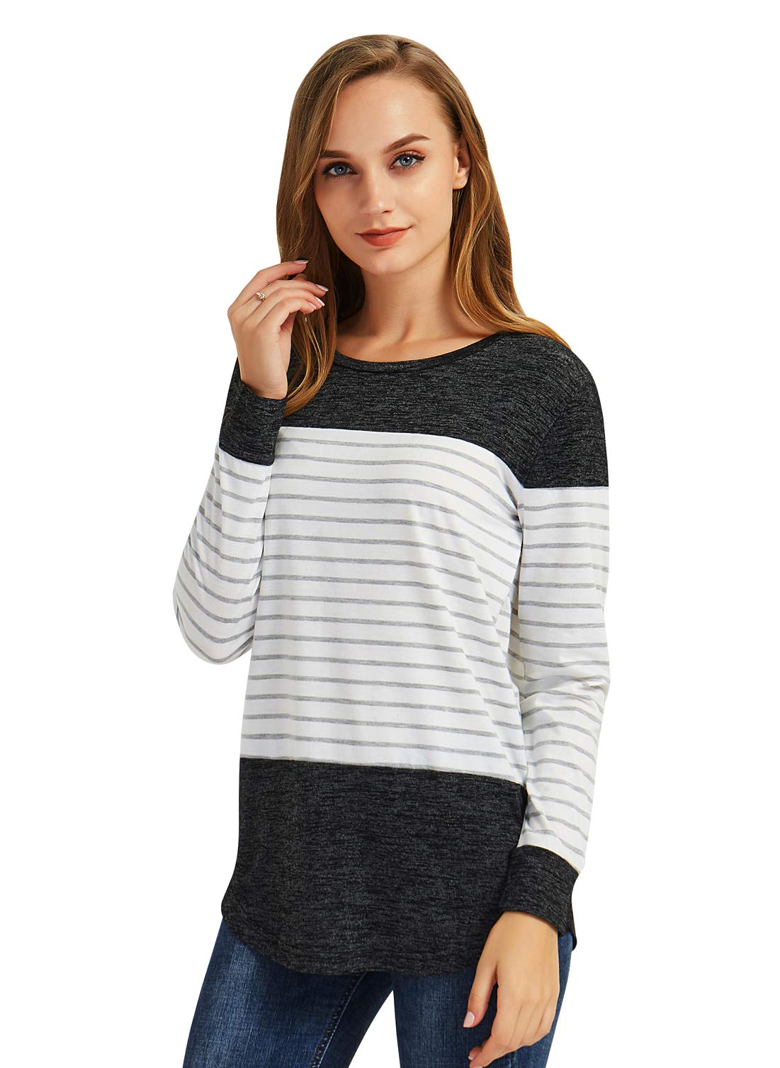 Gititlys Women T Shirts Blouse Long Sleeve Round Neck Shirt Women\'s Clothing M