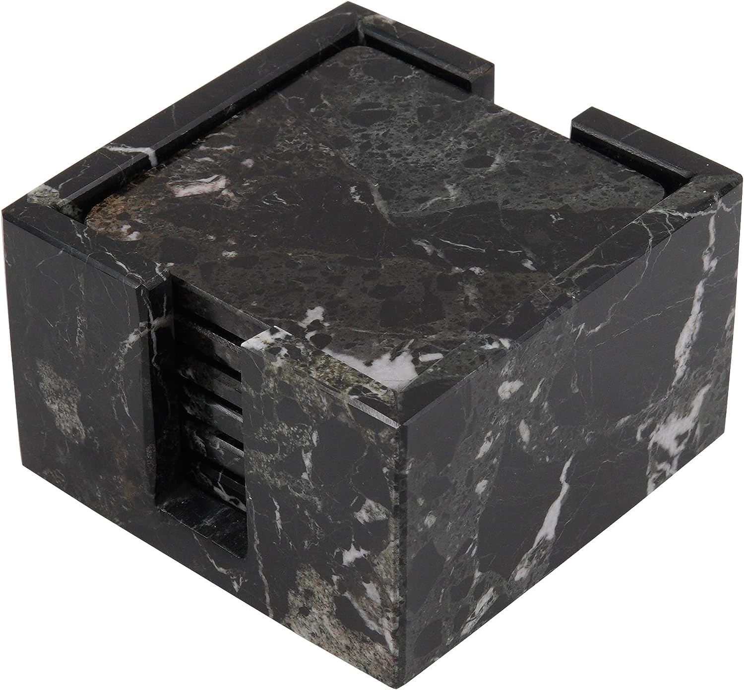 Radicaln Coasters for Drinks Square Black natural Marble 3.5 Inches Coaster for Modern Desk Décor & Outdoor Kitchen - Car Coasters