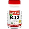 Ola Loa Vitamin B12 Sublingual Cherry Dietary Supplement - HydroxyCobalamin, Active Folate, Vegan Formula - Promote Your Body's Energy, Nerve, and Brain Support - 60 Tablets