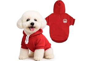 PETCARE Dog Hoodie Sweaters for Small Medium Dogs Cats Cute Soft Warm Fleece Puppy Sweaters Dog Clothes Hoodies Sweatshirt Reflective Fall Winter Chihuahua Yorkie French Bulldog Outfits, Red