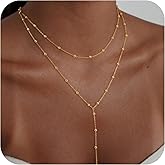 Layered Gold Necklace Set – 3‑Piece 16K Real Gold Stack: Paperclip, Circle & Pearl Chains – Hypoallergenic Gold Necklace for Women