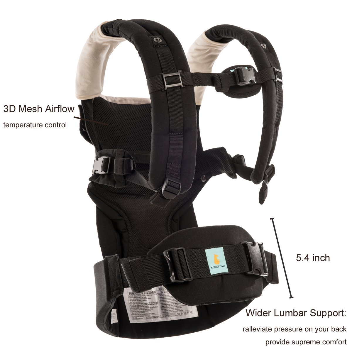 Baby Carrier All Seasons Ergonomic Soft Carrier -6 Position to Adapt to Growing Baby (Newborn, Infant & Toddler) Best Baby Gift for New Parents -Black