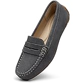 KORDAL Women's Comfortable & Lightweight Suede Leather Penny Loafers Slip-Ons Cute Business Casual Dress Shoes Work Office Flats Everyday Walking Shoes Driving Mocs for Women