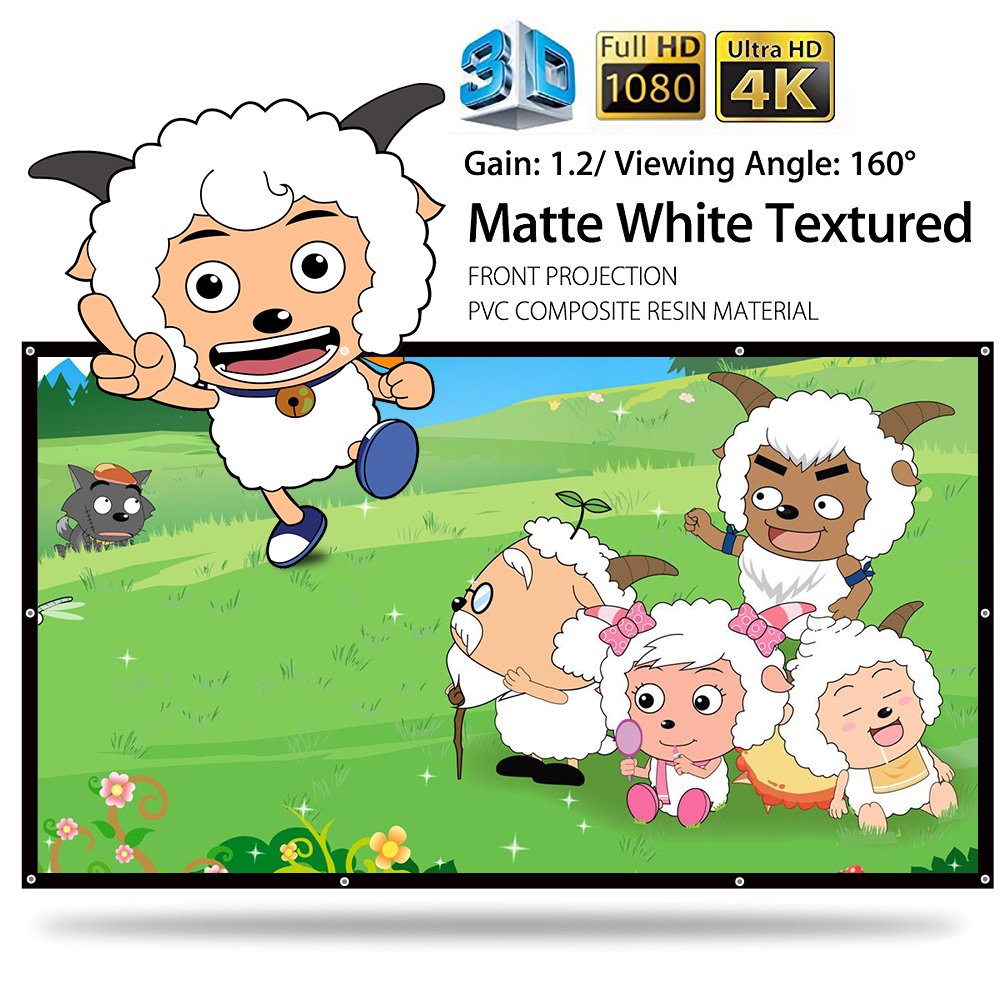 Meitoot 150 inch 16:9 Portable Outside Screen (Soft PVC High Contrast) DIY Outdoor Movie Projector Screen HD Home Theater Cinema Projection Screen for Video Projector