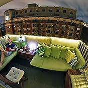 Amazon Com Studio Outdoor Converting Patio Furniture Sofa Couch And Love Seat Folding Lounge Chair Brown With Green Cushions Garden Outdoor