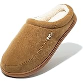 NewDenBer Men's Warm Memory Foam Suede Plush Fleece Lined Slip on Indoor Outdoor Clog House Slippers