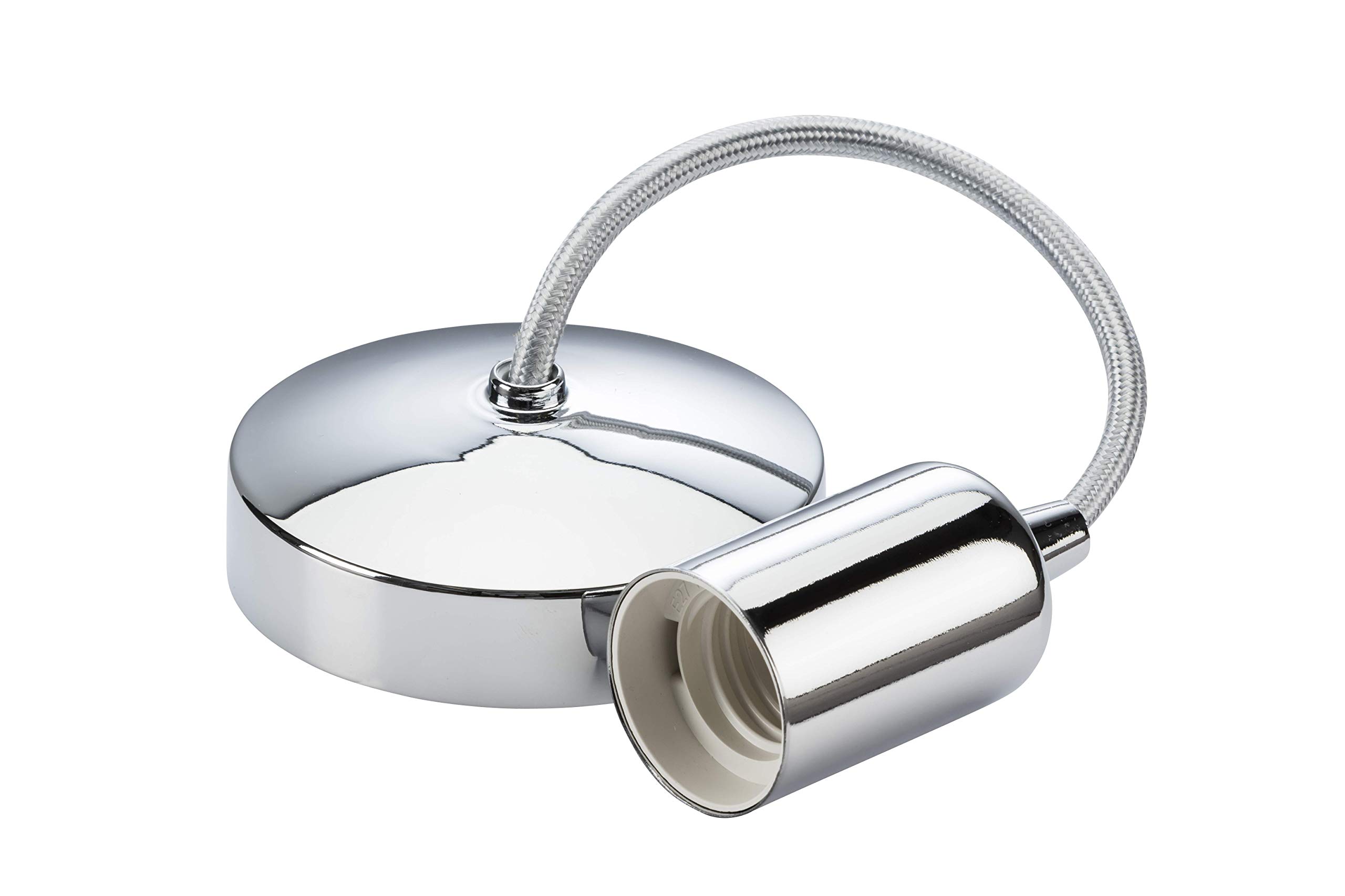 Knightsbridge 6 Inch E27 Contemporary Pendant Set in Polished Chrome,150mm