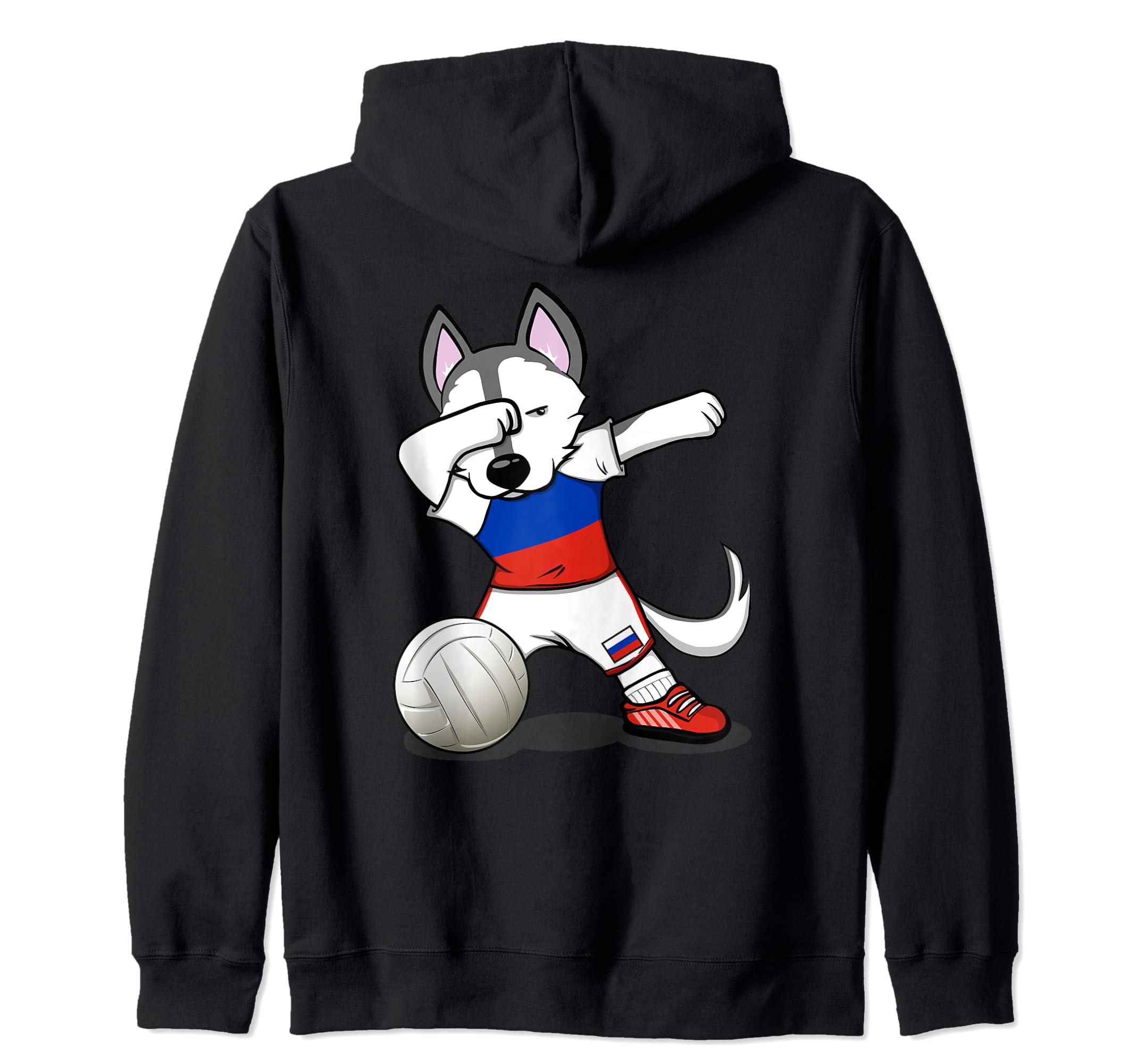 Dabbing Husky Russia Volleyball Fans Jersey - Russian Flag Zip Hoodie