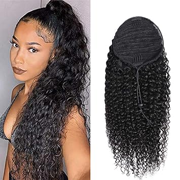 human hair ponytail drawstring
