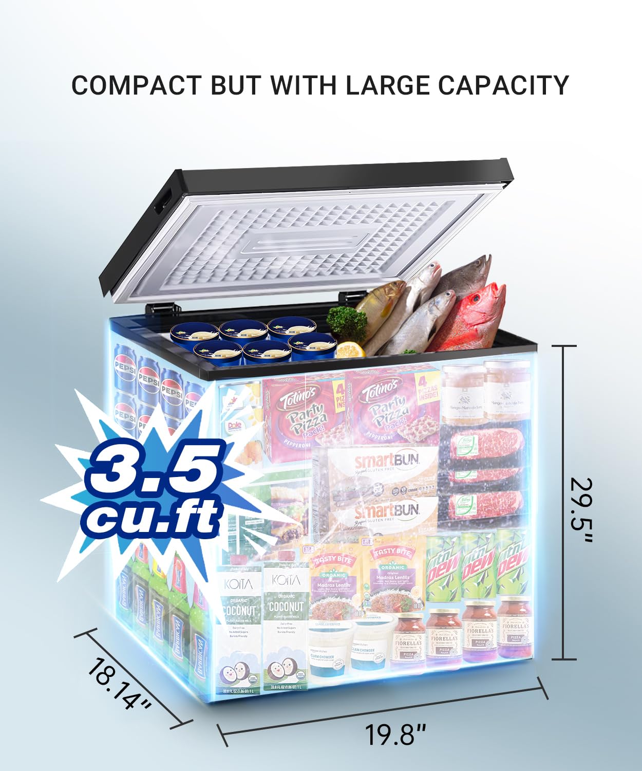 Deep Freezer 3.5 Cu.Ft, Chest Freezer with Removable Basket, Small Freezer with 6 Levels Adjustable Temperature, Quiet Mini Freezer for Home/Kitchen/Office/Garage/Bar (Black)