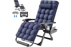 ZENPETIO 26In Zero Gravity Chair, Zero Gravity Recliner Lounge Chair for Indoor and Outdoor, Reclining Camping Chair for Lawn and Patio, Anti Gravity Chair w/Cushion, Cup Holder and Footrest, 440LBS