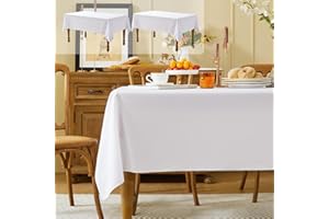 Fantastshop 2 Pack White Table Cloths Rectangular, Solid Rectangle Polyester Tablecloths, Machine Washable Wrinkle Free Table