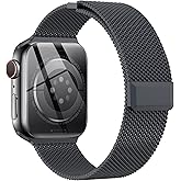 EPULY Compatible with Apple Watch Band 38mm 40mm 41mm 42mm Series 10 11, Stainless Steel Mesh Loop Magnetic Clasp Bands for iWatch Series 9 8 7 6 5 4 SE3 2 Women Men - 42/41/40/38mm Space Gray