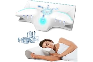 SUFOR Cervical Pillow for Neck Pain Relief, Cooling Contour Memory Foam Pillows Support Odorless Ergonomic Neck Pillow Adjustable Orthopedic Bed Pillow for Side Back Stomach Sleeper with Pillowcase（White）