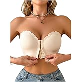 WDIRARA Women's Front Closure Bandeau Bra Strapless Wireless Tube Top Bralette