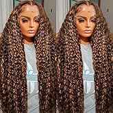BJVT 22Inch Highlight Ombre Lace Front Wig Human Hair 13x6 HD Honey Blonde 4/27 Deep Wave Lace Frontal Wigs Glueless Wigs Human Hair Pre Plucked