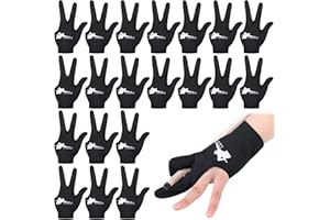Giegxin 20 Pcs Billiard Pool Gloves Three Fingers Billiard Shooters Gloves Left and Right Hand Universal Cue Sports Accessories for Women Men
