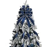 BUVANE Christmas Tree Topper,48x13 Inches Velvet Toppers Bow,Large Decorative Bows for Christmas Decoration (Navy Blue)