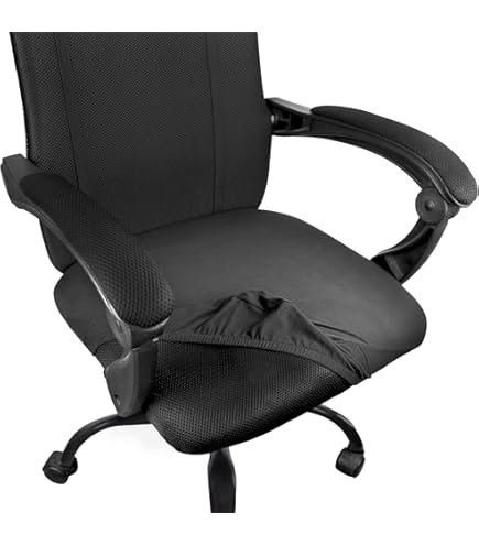 Waterproof Office Desk Chair Seat Cover, PU Leather Chair Covers Stretchable Rotating Computer Chair Slipcovers Protector Removable Washable Chair Cov