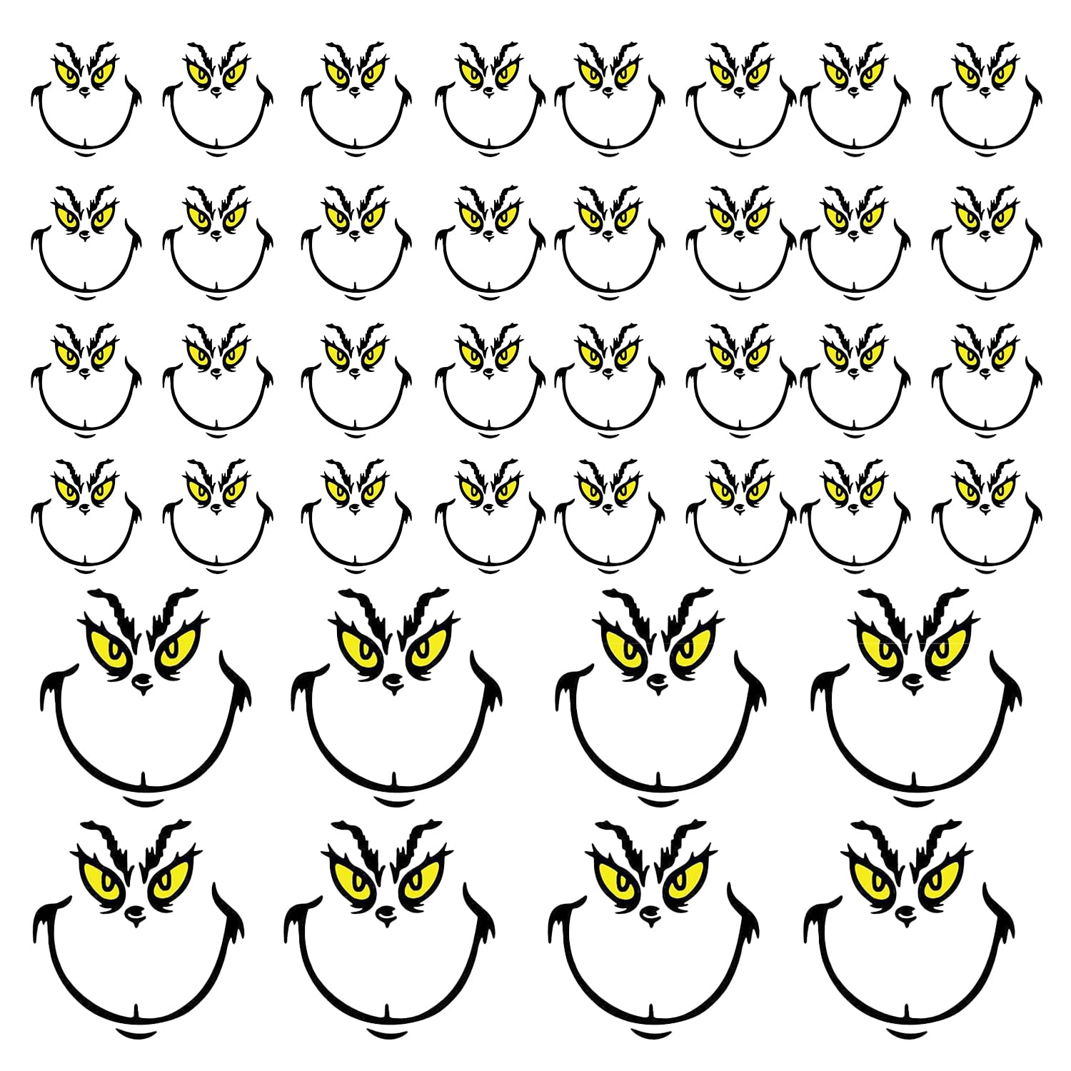 Nereds 40Pcs Green Monster Stickers Christmas Decorative Stickers DIY Face Stickers Green Monster Cling Stickers Decals for Halloween Window Door