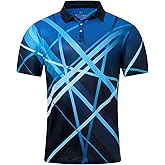 uideazone Mens Golf Shirt Dry Fit Athletic Polo Shirts Moisture Wicking Performance 3D Print Short Sleeve