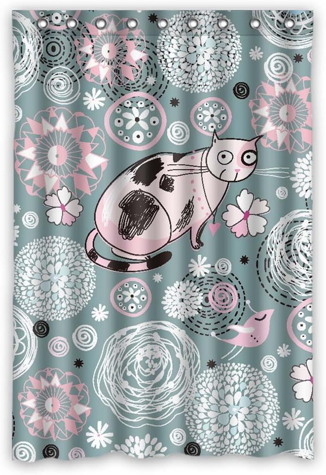 ZEEZON Width X Height / 48 X 72 Inches / W H 120 By 180 Cm Polyester Cat Bathroom Curtains Fabric Is Fit For Girls Kids Valentine Artwork Girls. Modern Design