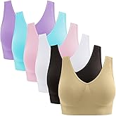 YADIFEN Womens Sports Bras, 3/4/6 Pack Wireless Comfortable Seamless Sleep Yoga Sports Bras for Women with Removable Pads