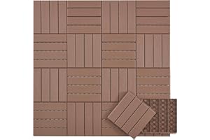 Candockway Plastic Interlocking Deck Tiles, 36 Pack Outdoor Flooring Waterproof Pavers for Patio Garden Porch Yard, All Weather Use, Coffee