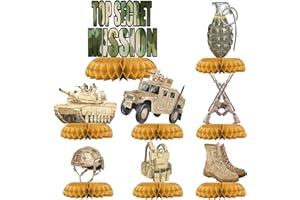 Outego Army Party Centerpiece Set - 3D Tank Honeycomb Army Birthday Decorations and Army Table Toppers for Kids' Military-Themed Birthday and Baby Shower Table Decor
