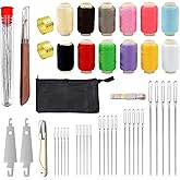 46 Pcs Big Eye Steel Sewing Needle Kit, Portable Stainless Steel Sewing Needle Kit, 25 Steel Needles for Hand Sewing, 12 Colors Threads, Scissor, Storage Bag, DIY Craft Repair Tools for Daily Use﻿