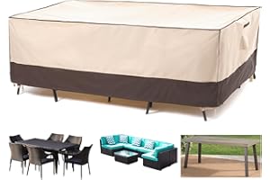 F&J Outdoors Heavy Duty Rip-stop Fabric UV Resistant Waterproof Large Patio Furniture Covers, 126"x83"x27.5"
