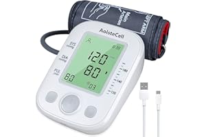 AolsteCell Blood Pressure Monitor, Large Cuff Blood Presssure Machine for Home Use, BP Monitor With 2 Users 198 Memories, Whi