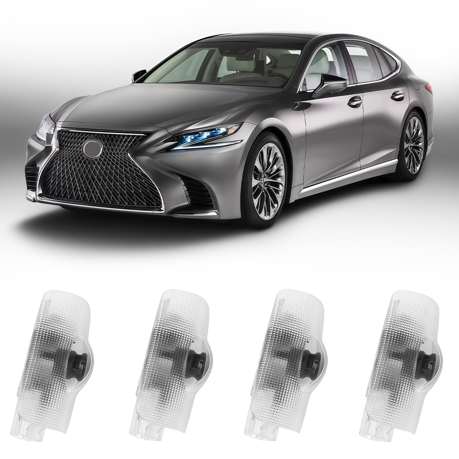 Photo 1 of 4Pcs Car Door Lights Logo Projector Compatible with LS/ES/is/LX/RX/GS/GX/RC/UX Car Accessories, No Fade HD LED Car Welcome Projector Lights, 3D Ghost Shadow Puddle Light