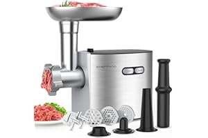 CHEFFANO Meat Grinder, 2600W Max Stainless Steel Food Grinder Electric, ETL Approved Heavy Duty Meat Mincer Machine with 2 Bl